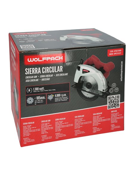 Serra circular de 1300 W com disco de 185 mm, 4800 RPM