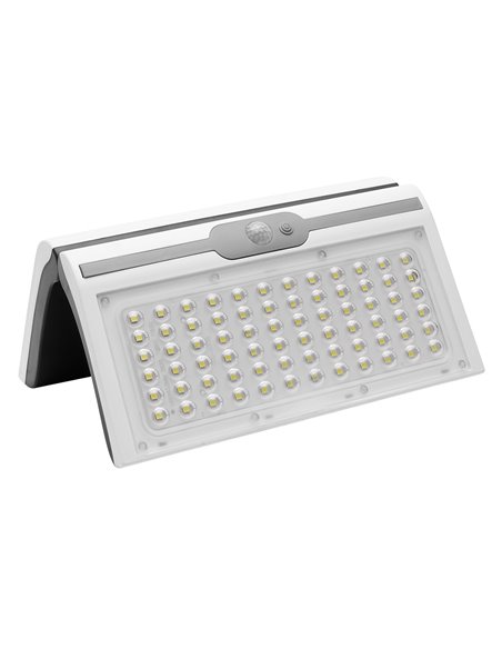 Aplique / Lampara Solar Led Jardin Blanca Con Sensor de Movimiento y Crepuscular. IP44
