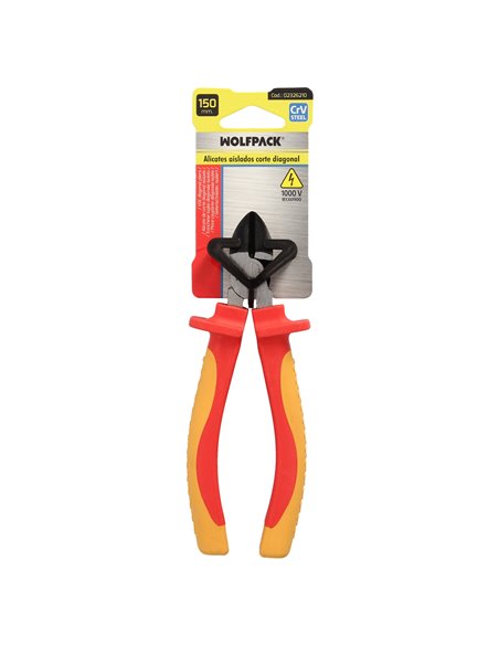 Alicate de corte diagonal 150 mm. Alças isoladas em aço cromo vanádio