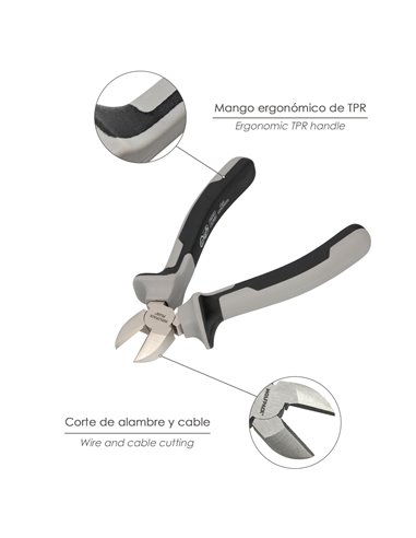 Alicates Corte diagonal 150 mm. Acero Cromo Vanadio DIN-ISO 5749  Pelacables, Corta Cables, Pelador Cables