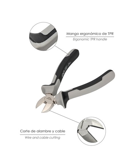 Alicates Corte diagonal 150 mm. Acero Cromo Vanadio DIN-ISO 5749  Pelacables, Corta Cables, Pelador Cables