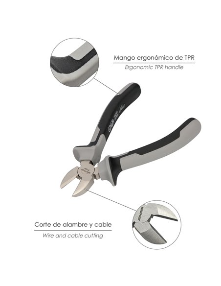 Alicates Corte Diagonal 175 mm. Acero Cromo Vanadio DIN-ISO 5749  Pelacables, Corta Cables, Pelador Cables