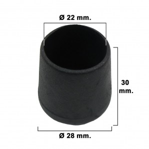 Extremidade Cônica Preta 22mm. Blister 4 peças.