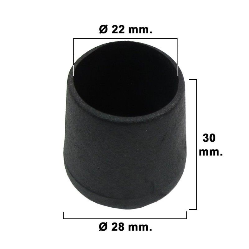 Extremidade Cônica Preta 22mm. Blister 4 peças.