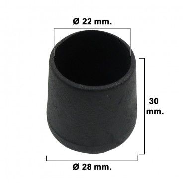 Extremidade Cônica Preta 22mm. Blister 4 peças.