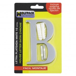 Letra Metal "B" Plateada Mate 10 cm. con Tornilleria Oculta (Blister 1 Pieza) 2