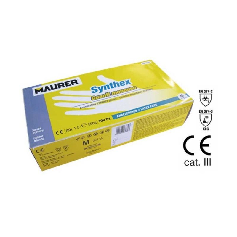 Guante Desechable Latex Sintetico Talla 8 Caja 100 Unidades