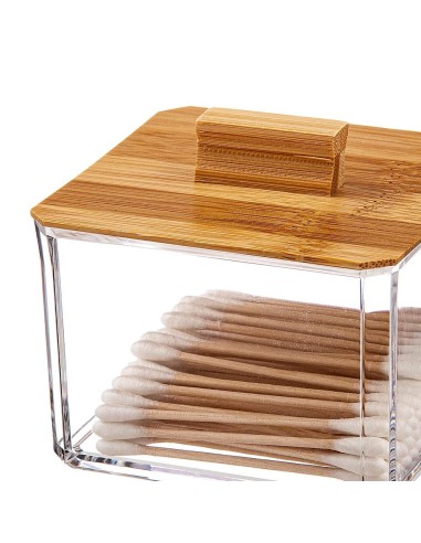 Organizador para cosmeticos cuadrado con tapa de bambu 8cm ballete