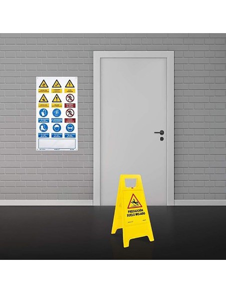 Panel amarillo precaucion suelo mojado 62cm al. normaluz