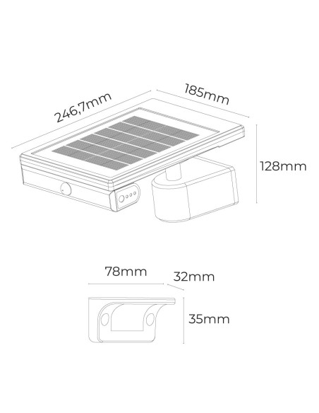 Aplique solar led 6w 720lm 6.500k con sensor crepuscular y movimiento. color negro edm