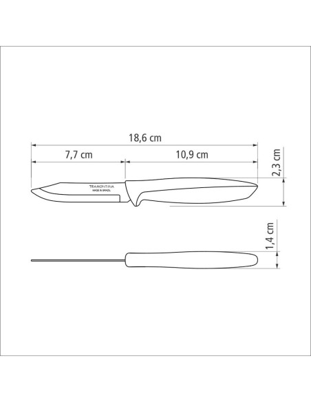 Cuchillo para legumbres y frutas 3" plenus negro tramontina