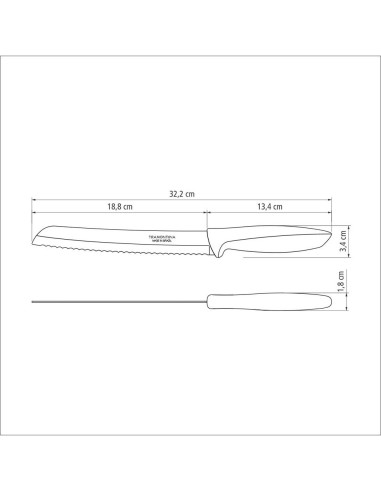 Cuchillo para pan 8" plenus negro tramontina
