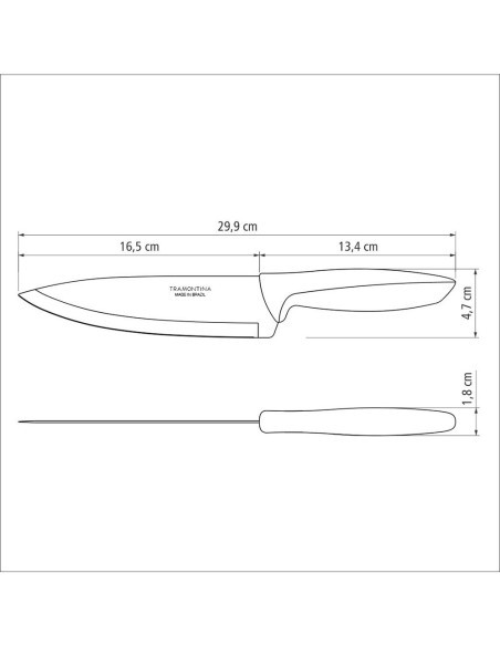 Cuchillo chef 7" plenus negro tramontina