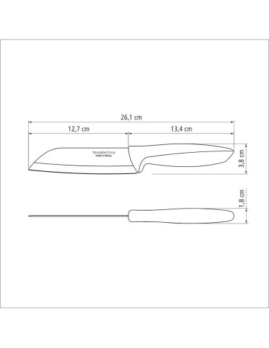 Cuchillo santouku 5" plenus negro 12,7cm tramontina