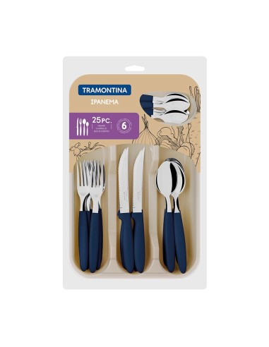 Juego de cubiertos de 25 piezas ipanema azul tramontina