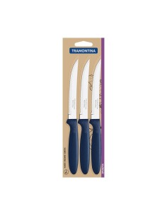 Juego de cuchillos para asado 3 piezas ipanema azul 21,3cm tramontina 2