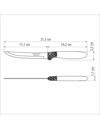 Juego de cuchillos para asado 3 piezas ipanema azul 21,3cm tramontina