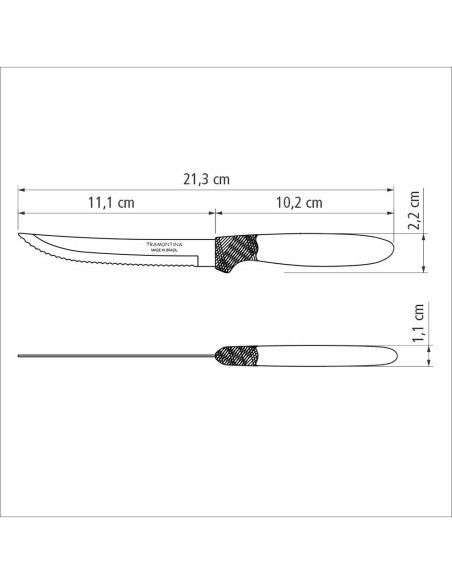 Juego de cuchillos para asado 3 piezas ipanema azul 21,3cm tramontina