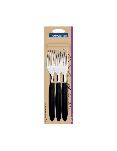 Juego de tenedores de mesa 3 piezas ipanema negro 19,1cm tramontina
