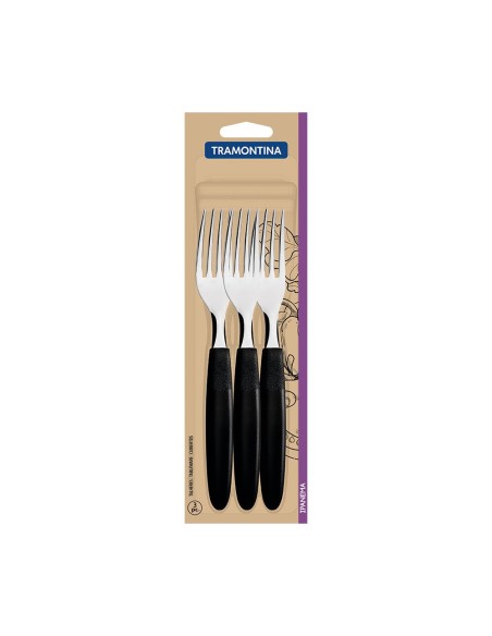 Juego de tenedores de mesa 3 piezas ipanema negro 19,1cm tramontina