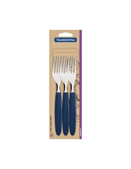 Juego de tenedores de mesa 3 piezas ipanema azul 19,1cm tramontina