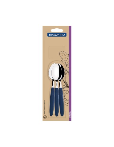 Juego de cucharas para té 3 piezas ipanema azul 13,9cm tramontina