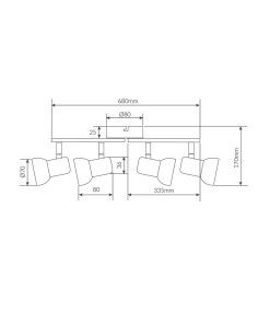 Foco de techo cuádruple lineal Serie Kaitola GU10 Blanco 2