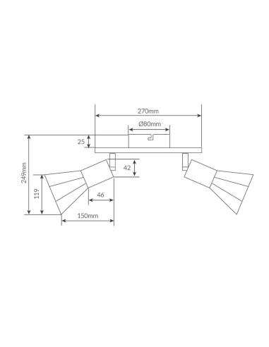 Foco de techo doble lineal Serie Bhani E27 Negro