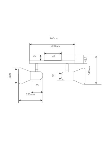 Foco de techo doble lineal Serie Guimara E14 Níquel