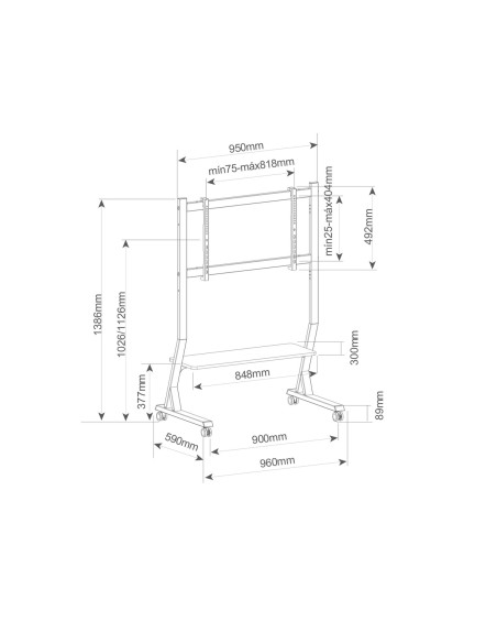 Soporte de pie con ruedas para TV 45" - 90"
