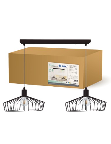 Lámpara de techo colgante Serie Bamil doble E27 Ø380mm Negro