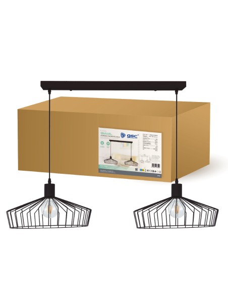 Lámpara de techo colgante Serie Bamil doble E27 Ø380mm Negro