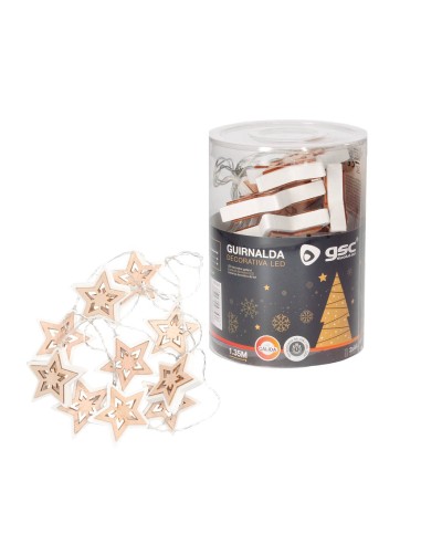 Estrellas LED de madera 1,35M Luz cálida