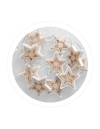 Estrellas LED de madera 1,35M Luz cálida