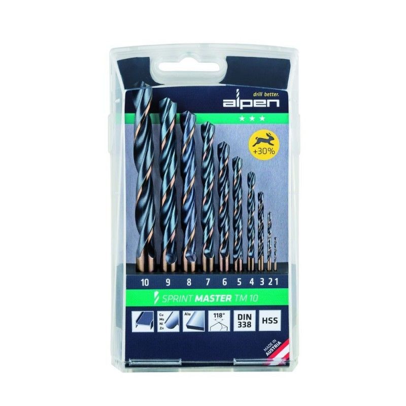 Estojo de broca Alpen Hss Sprint Master 10 peças