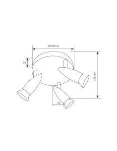 Foco de techo triple circular Serie Kegla GU10 Níquel 2