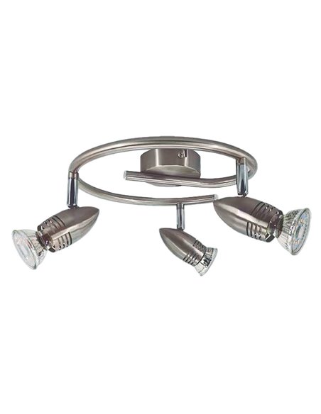 Foco de techo triple espiral Serie Kegla GU10 Níquel