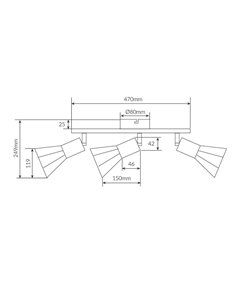 Foco de techo triple lineal Serie Bhani E27 Negro 2