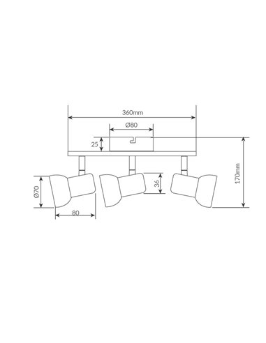 Foco de techo triple lineal Serie Kaitola GU10 Negro