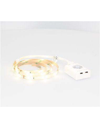 Kit 1M tira LED con batería y sensor de movimiento y crepuscular 2,4W 4200K