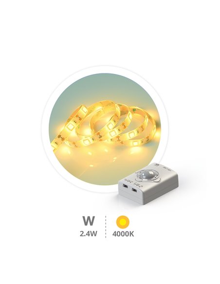 Kit fita LED 1M com bateria e sensor de movimento e crepúsculo 2,4W 4200K