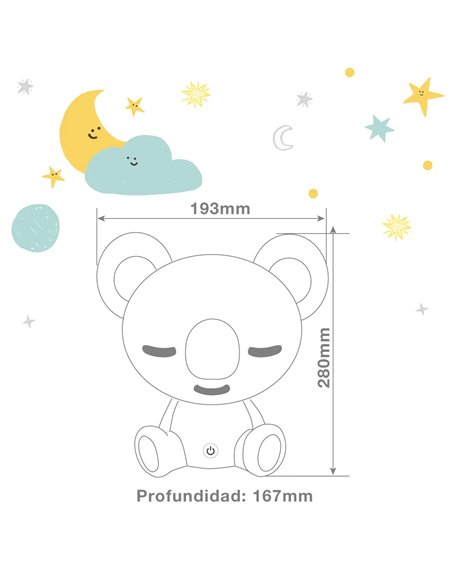 Luz de noche infantil LED Koala 2,5W RGB + luz día batería recargable Blanco