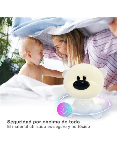 Luz de noche infantil LED Osito 2,5W RGB + luz día batería recargable Blanco