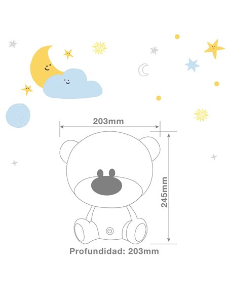 Luz de noche infantil LED Osito 2,5W Azul