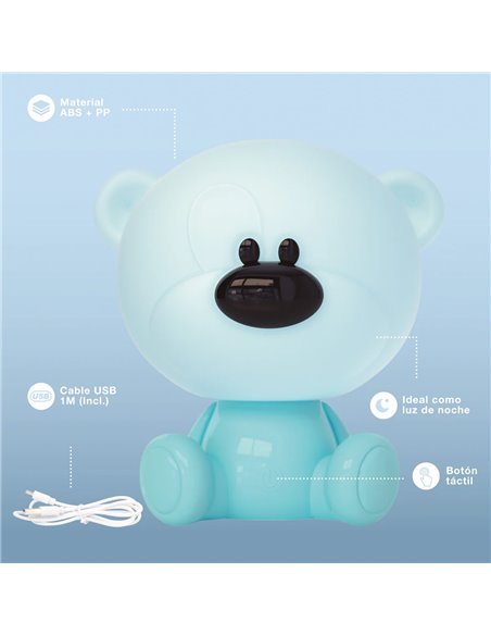 Luz de noche infantil LED Osito 2,5W Azul