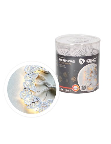 Mariposas LED blancas 1,8M Luz cálida