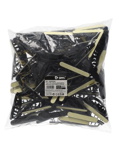 Pack 100u abrazaderas adhesivas para cable 6 orificios
