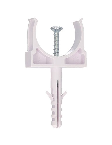 Pack 50u fijadores de tubo con taco Ø25mm