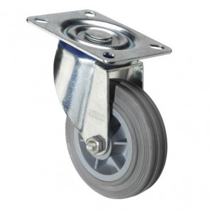 Rueda Industrial Goma Gris Placa  80mm