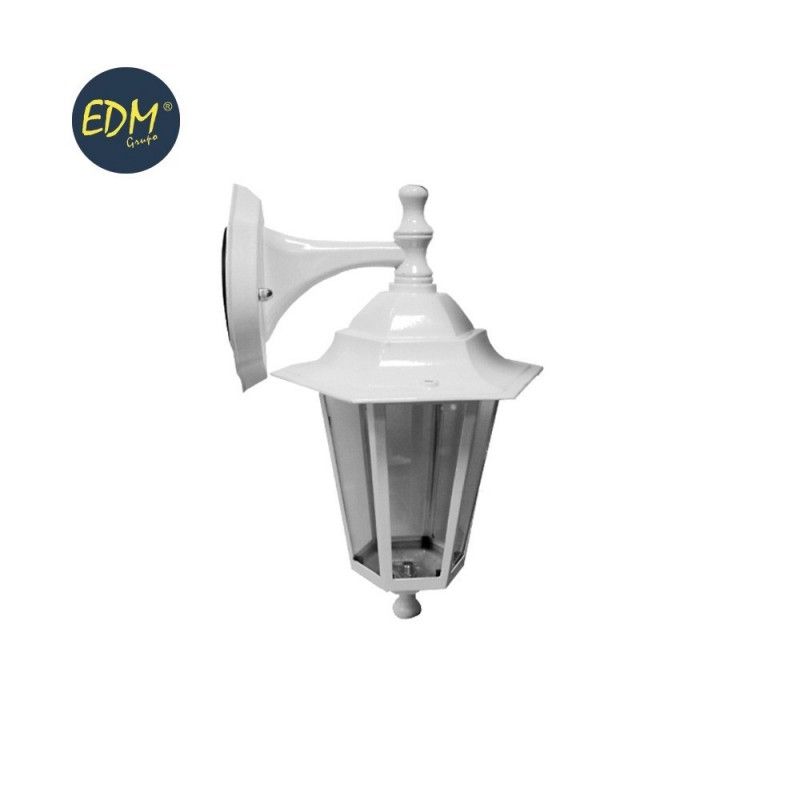 Lanterna de parede em alumínio e vidro ip44 e27 60w Cor branca ø19,5x21x32cm modelo Zurich EDM